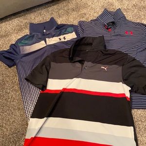 Three youth medium dry fit golf shirts